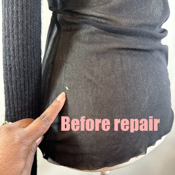 Vintage Jean Paul Gaultier Mesh Turtleneck Top BLACK Alpaca Sweater Sleeve, XL - Picture 14 of 16